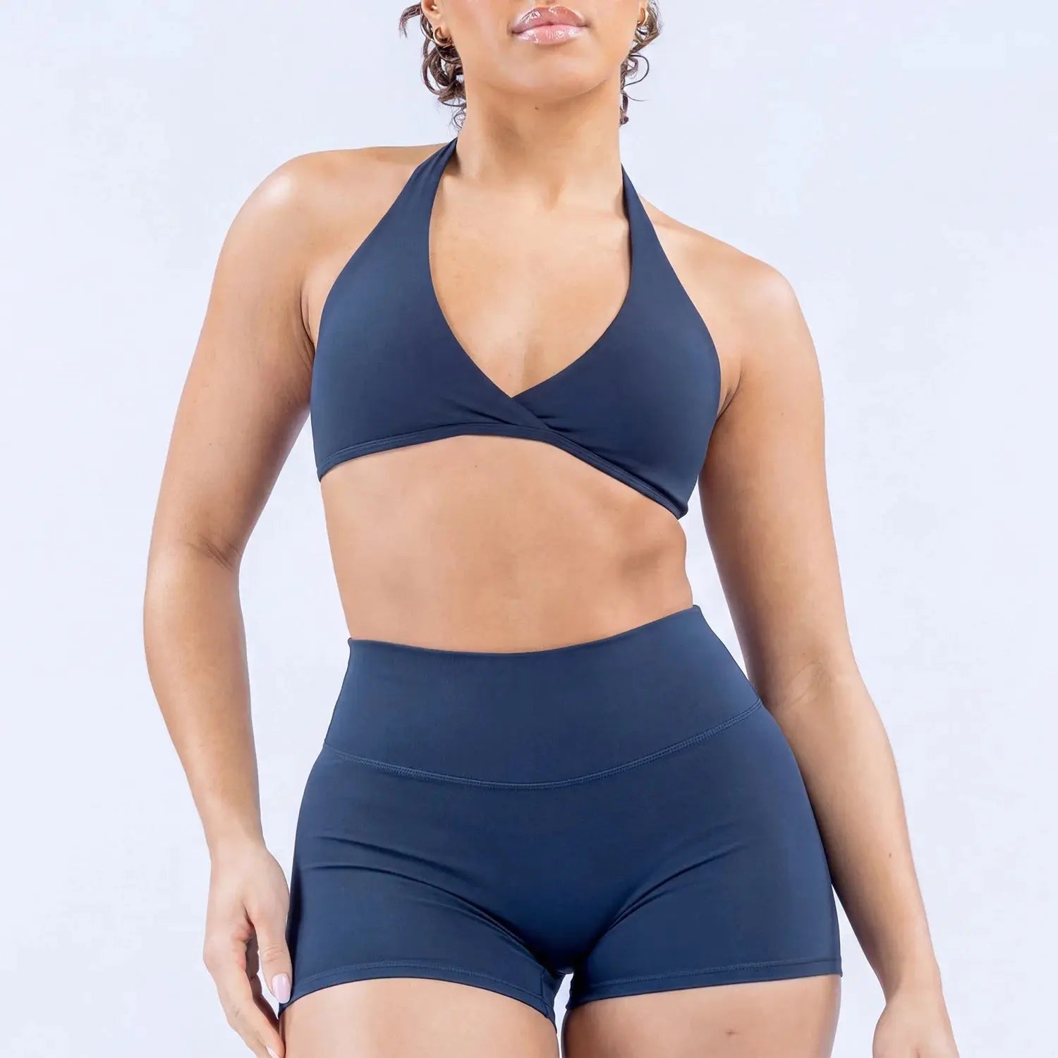 Ensemble Yoga Femme 2 Pièces Short Respirant - Nylon Spandex pour Pilates et Fitness