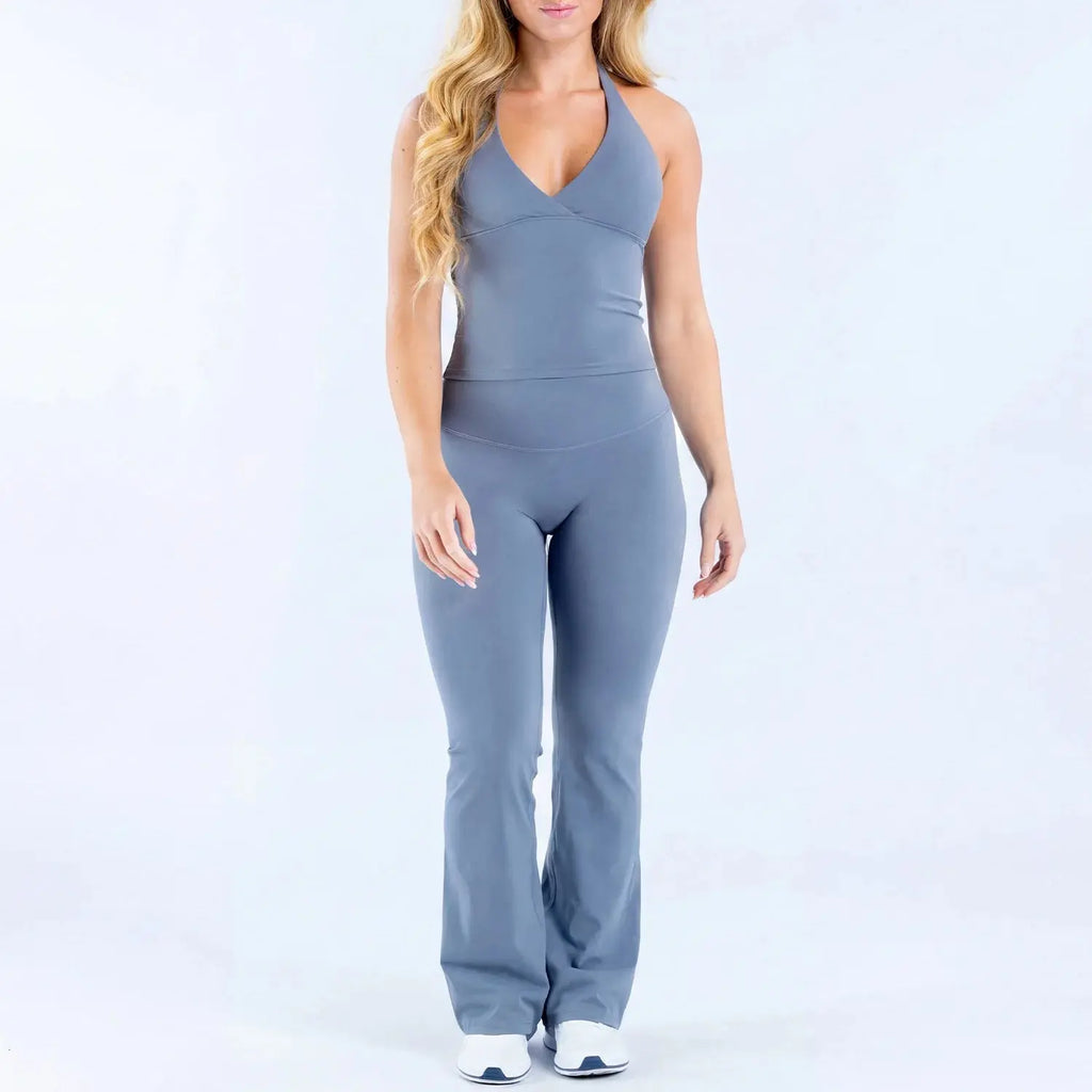 Ensemble Yoga Femme 2 Pièces Short Respirant - Nylon Spandex pour Pilates et Fitness