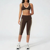 Ensemble Yoga Femme 2 Pièces Taille Haute Bloc Couleur Respirant - TZ3588-2
