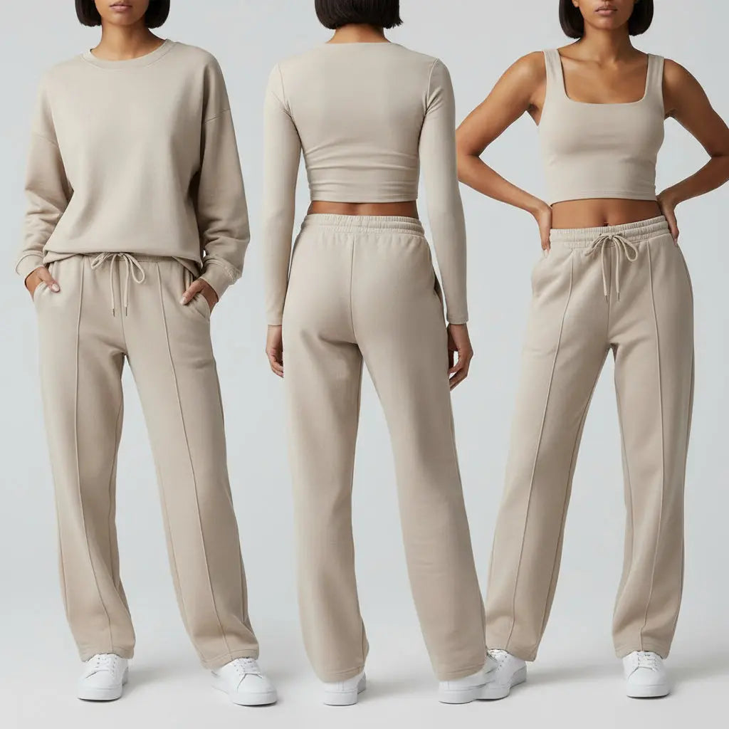 Ensemble Sport Femme 4 Pièces - Débardeur, Sweat à Capuche, Haut à Manches Longues et Pantalon Jogger - Joyyoung