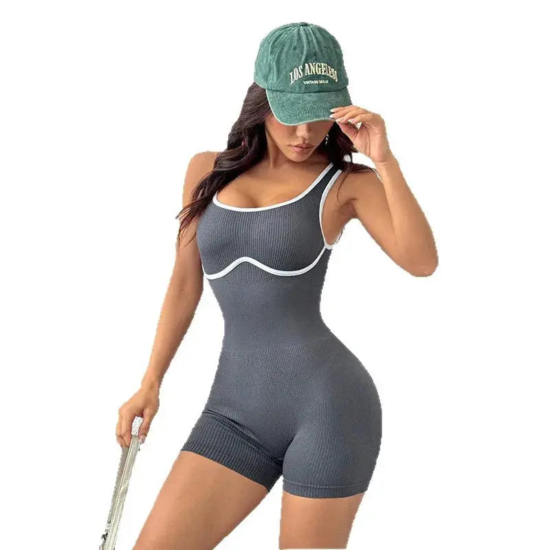 Short Femme Sans Couture à Bretelles Spaghetti - Nylon Spandex Antifroisse pour Running et Fitness