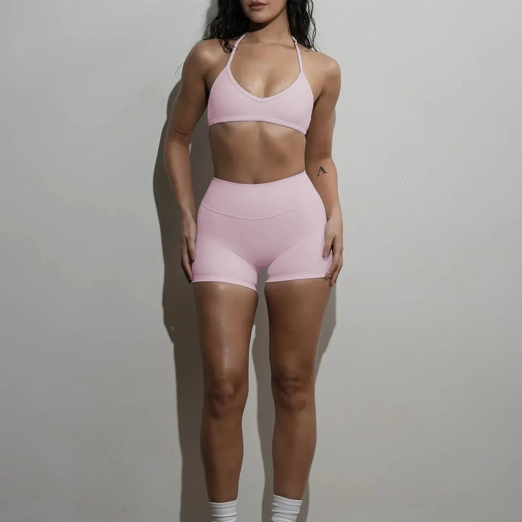 Ensemble Yoga Femme 2 Pièces - Soutien-Gorge Dos Nu et Short Taille Haute - LK24FA850