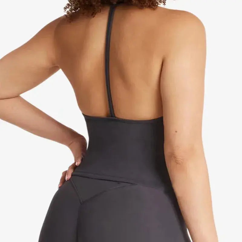 Top Crop Femme Sans Manches Col V Racerback Respirant Fitness - OR278