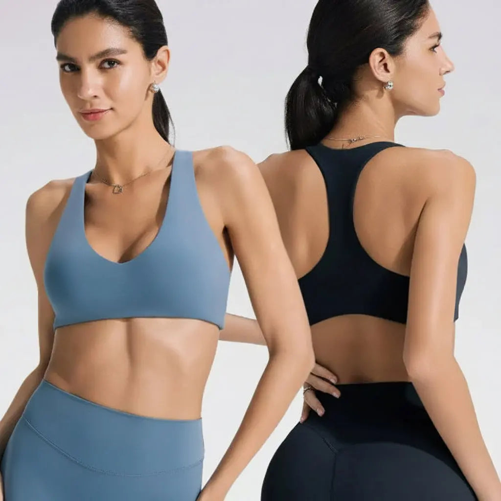 Soutien-Gorge de Sport Femme Sans Couture à Dos Nu - Support Élevé pour Yoga et Fitness