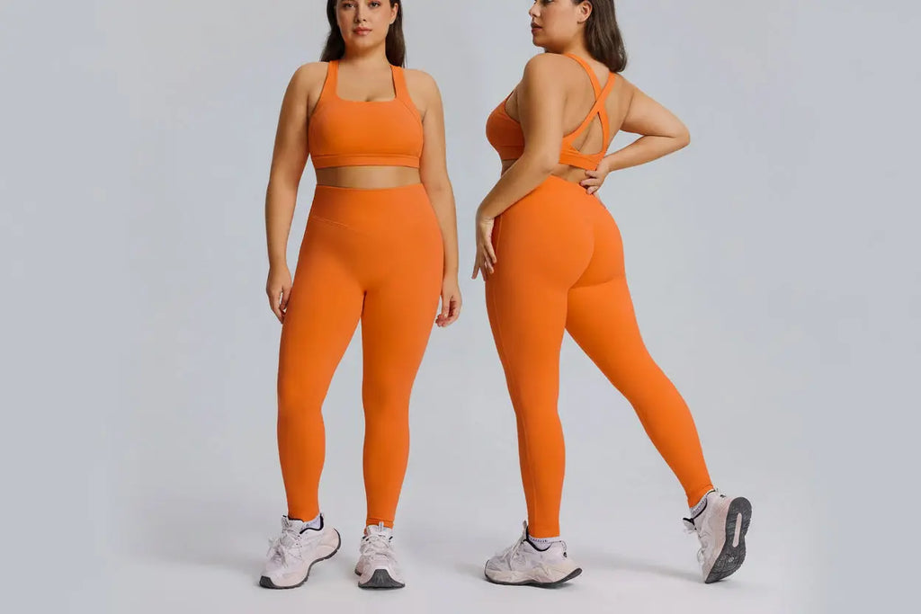 Ensemble Fitness Femme Grande Taille 3 Pièces - Soutien-Gorge, Legging et Veste