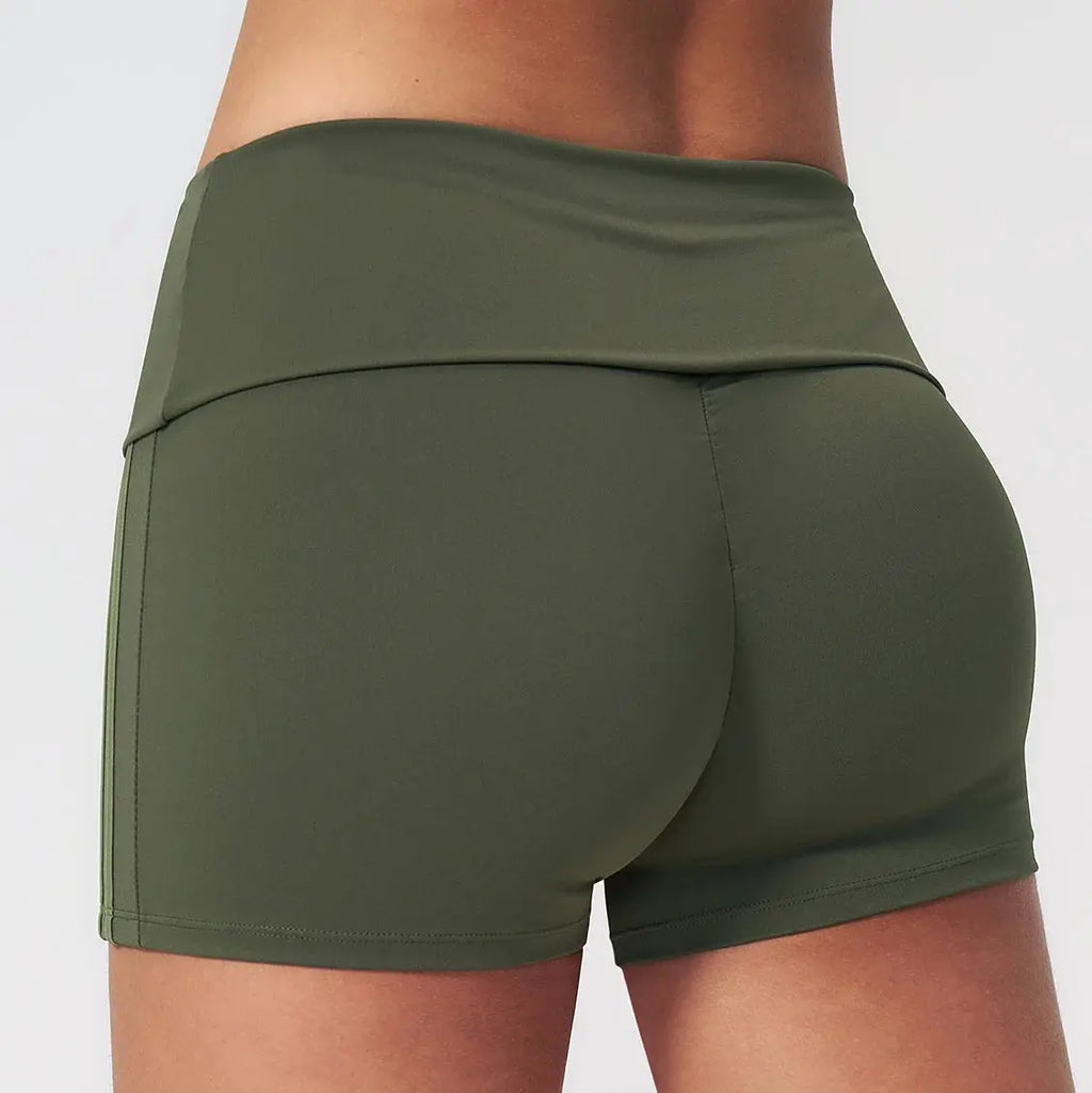 Ensemble Fitness Femme à Bretelles en T - Short Taille Haute Repliable
