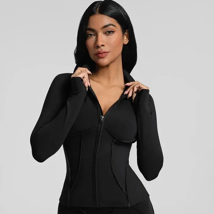 Veste de Sport Femme Premium Manches Longues Fermeture Éclair Col - 25157