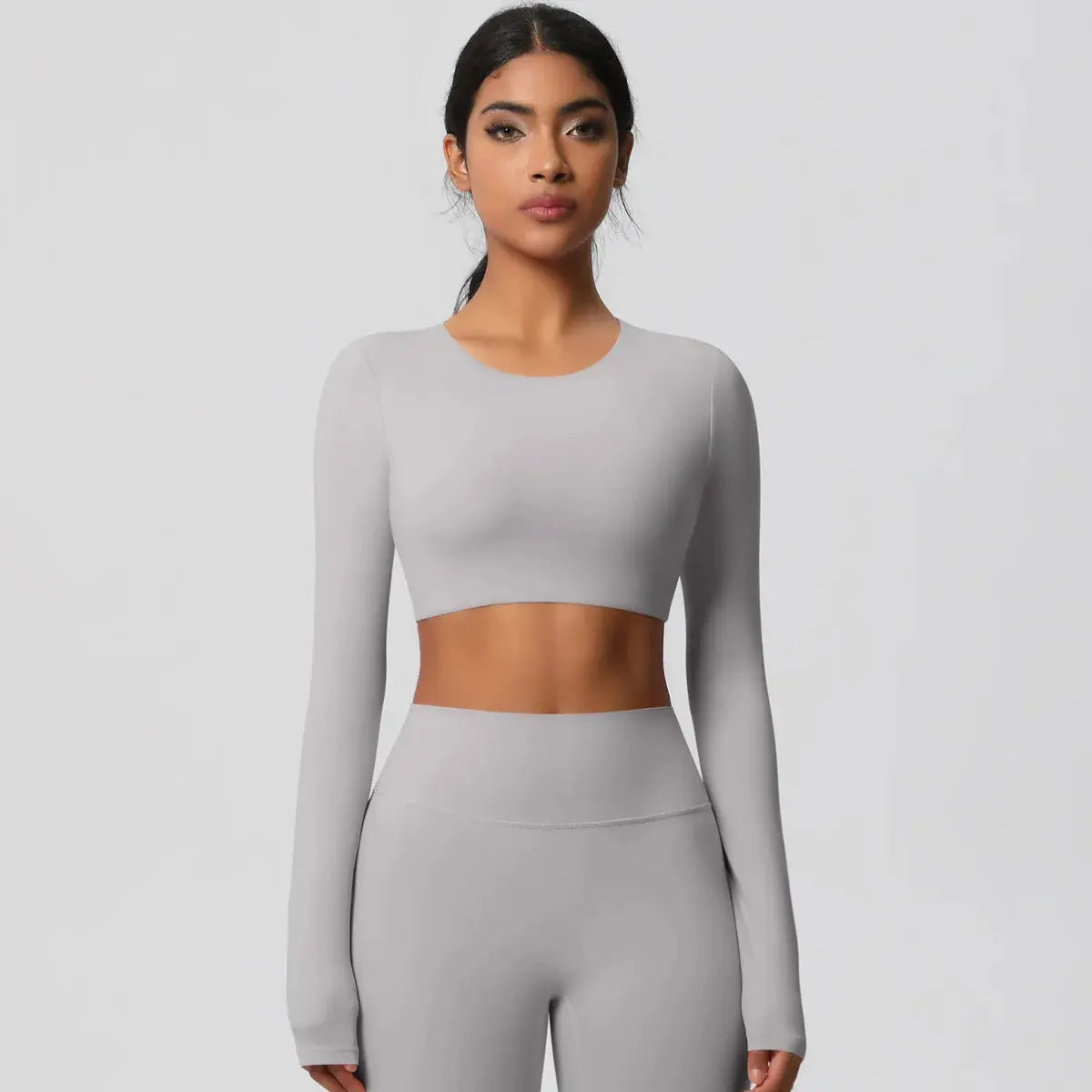 Ensemble Yoga Femme 2 Pièces Sans Manches Col Halter Côtelé Sans Couture - Y3530118