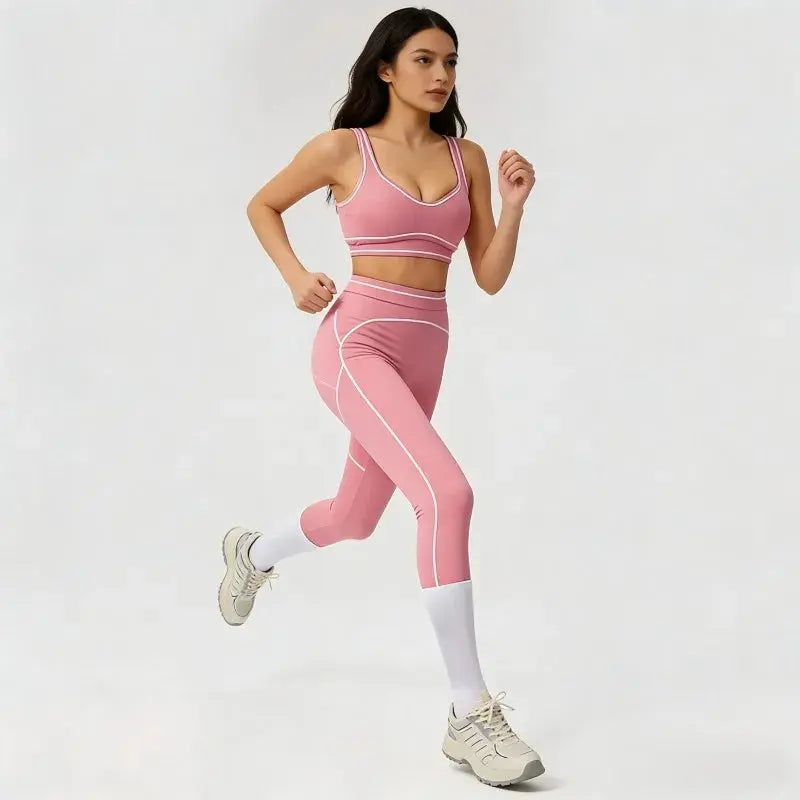 Ensemble Yoga Femme 2 Pièces Sans Manches à Bretelles - Dégradé de Couleurs, Séchage Rapide