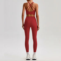 Ensemble Yoga Femme 2 Pièces - Soutien-Gorge Dos Croisé et Legging Taille Haute - JYTZ8697