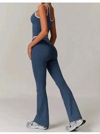 Ensemble Yoga Femme 2 Pièces - Débardeur Sans Manches et Short Taille Haute Contraste - 1601819039506