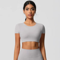 Ensemble Yoga Femme 2 Pièces Sans Manches Col Halter Côtelé Sans Couture - Y3530118