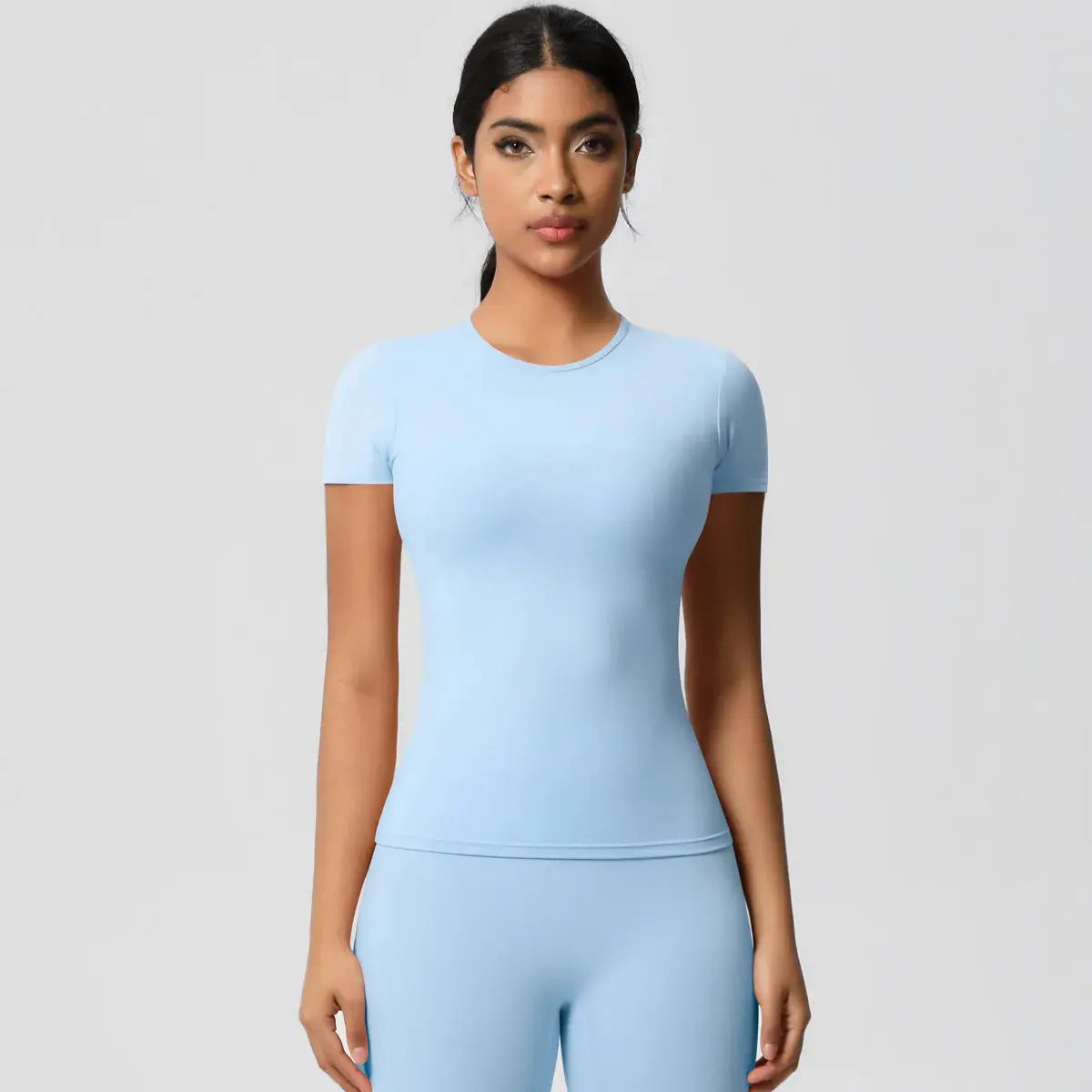 Ensemble Yoga Femme 2 Pièces Sans Manches Col Halter Côtelé Sans Couture - Y3530118