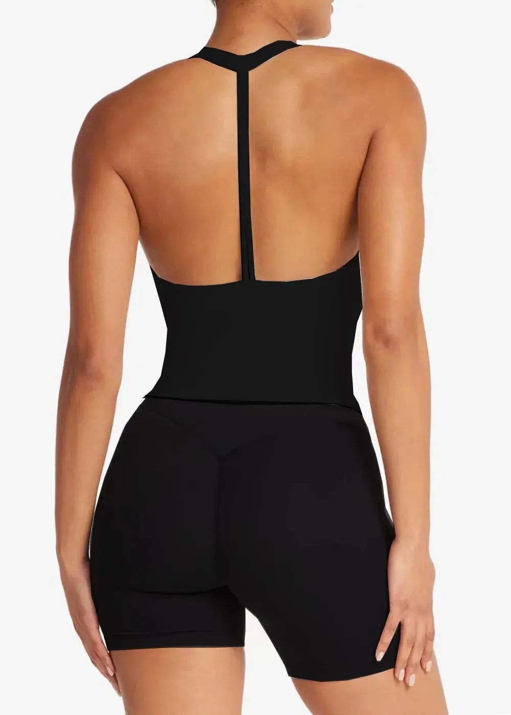 Top Crop Femme Sans Manches Col V Racerback Respirant Fitness - OR278