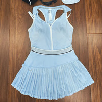 Ensemble Tennis Femme 2 Pièces Col V Sans Manches Color Block - sx