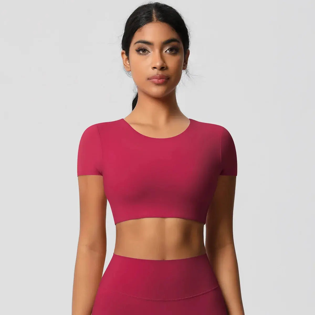 Ensemble Yoga Femme 2 Pièces Sans Manches Col Halter Côtelé Sans Couture - Y3530118