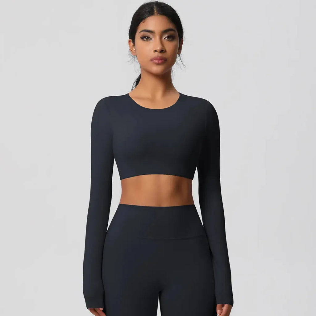 Ensemble Yoga Femme 2 Pièces Sans Manches Col Halter Côtelé Sans Couture - Y3530118