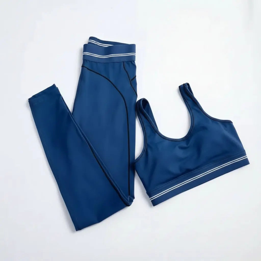 Ensemble Yoga Femme 2 Pièces Sans Couture Dos Nu Halter Bloc Couleur - TZ2512172