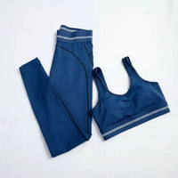 Ensemble Yoga Femme 2 Pièces Sans Couture Dos Nu Halter Bloc Couleur - TZ2512172