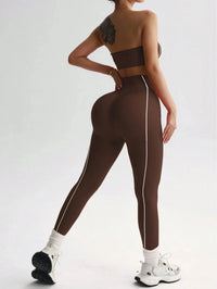 Ensemble Yoga Femme 2 Pièces - Soutien-Gorge Sans Bretelles et Legging Taille Haute