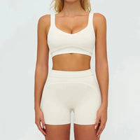 Ensemble de Yoga Brossé avec Coutures Contrastées et Haute Élasticité