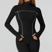 Veste Yoga Femme Slim à Ouverture pour les Pouces - Coupe-Vent et Respirante EWT2036