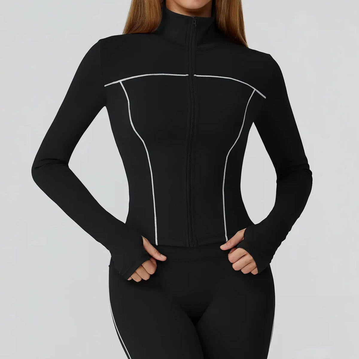 Veste Yoga Femme Slim à Ouverture pour les Pouces - Coupe-Vent et Respirante EWT2036