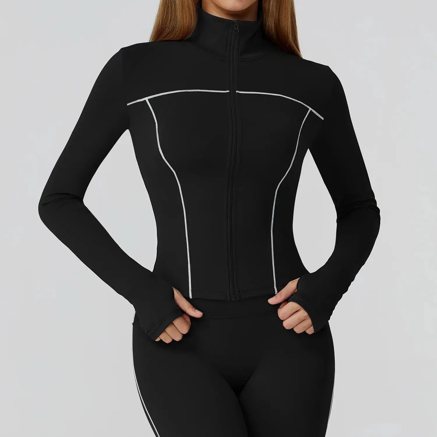 Veste Yoga Femme Slim à Ouverture pour les Pouces - Coupe-Vent et Respirante EWT2036