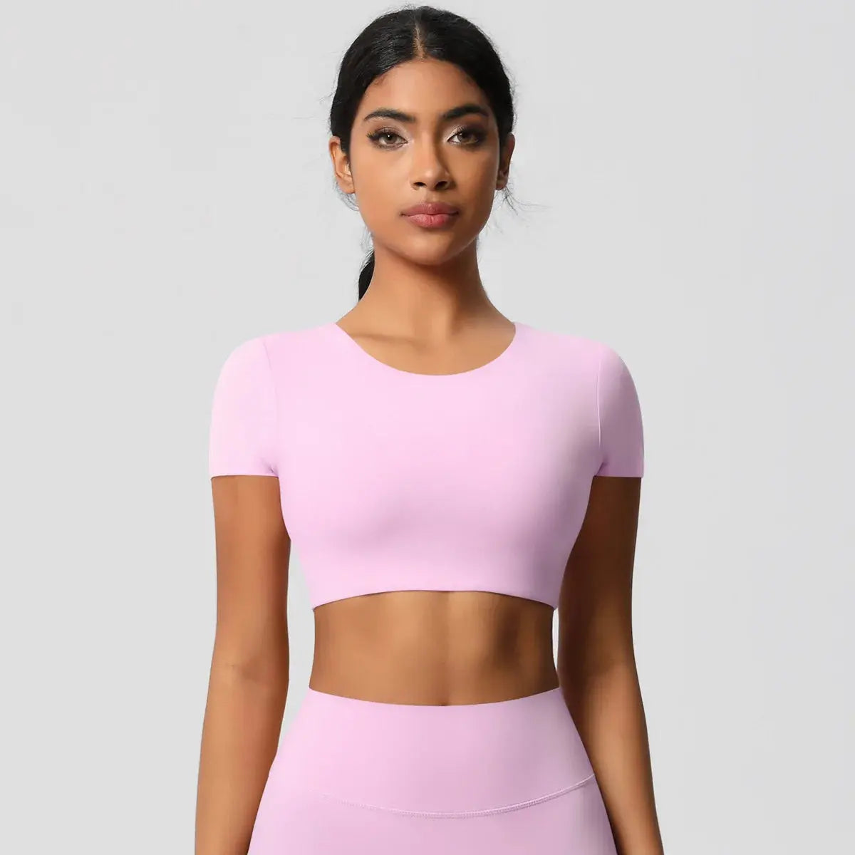 Ensemble Yoga Femme 2 Pièces Sans Manches Col Halter Côtelé Sans Couture - Y3530118