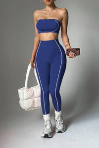 Ensemble Yoga Femme 2 Pièces - Soutien-Gorge Sans Bretelles et Legging Taille Haute