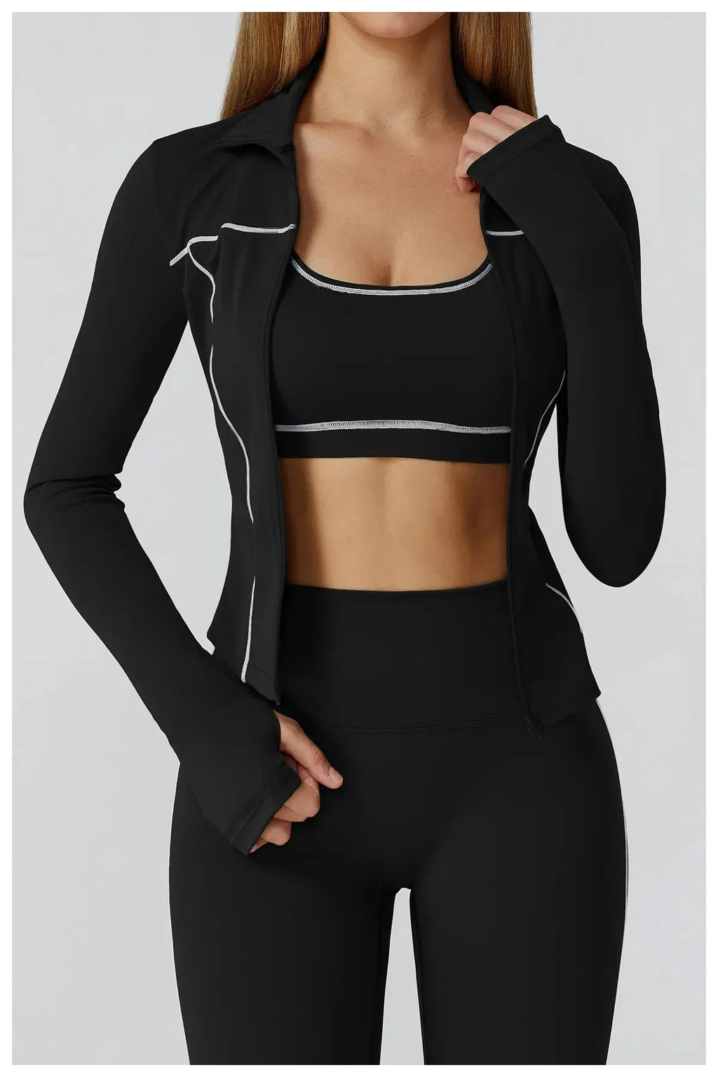 Veste Yoga Femme Slim à Ouverture pour les Pouces - Coupe-Vent et Respirante EWT2036