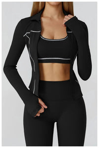 Veste Yoga Femme Slim à Ouverture pour les Pouces - Coupe-Vent et Respirante EWT2036