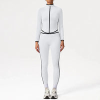 Ensemble de Yoga Femme à Rayures Blanches Automne
