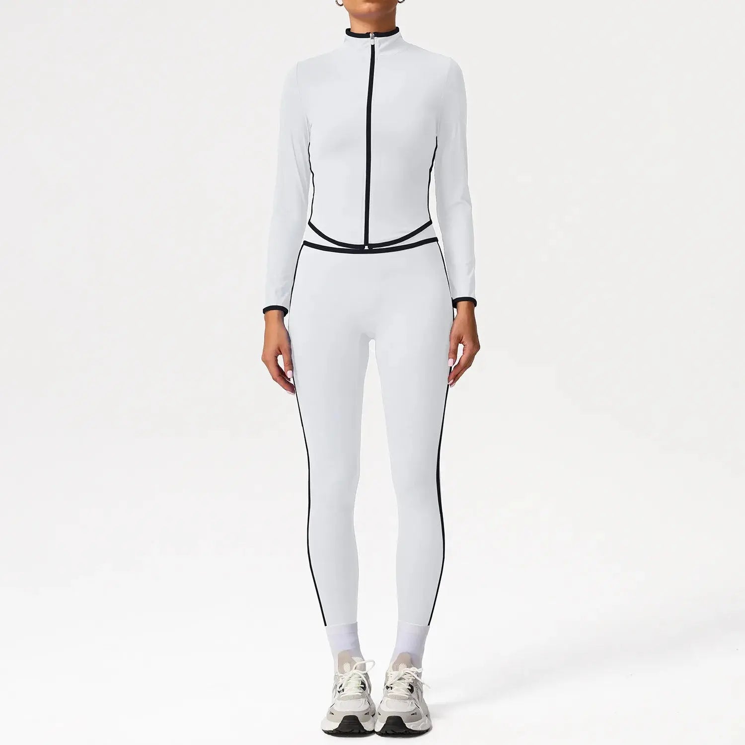 Ensemble de Yoga Femme à Rayures Blanches Automne