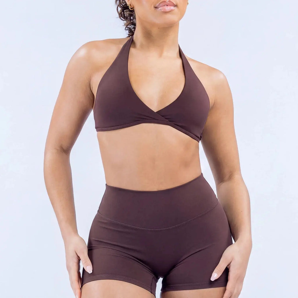Ensemble Yoga Femme 2 Pièces Short Respirant - Nylon Spandex pour Pilates et Fitness