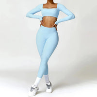 Ensemble Fitness Femme 2 Pièces - Débardeur Col Carré et Legging Taille Haute - 1601373128627