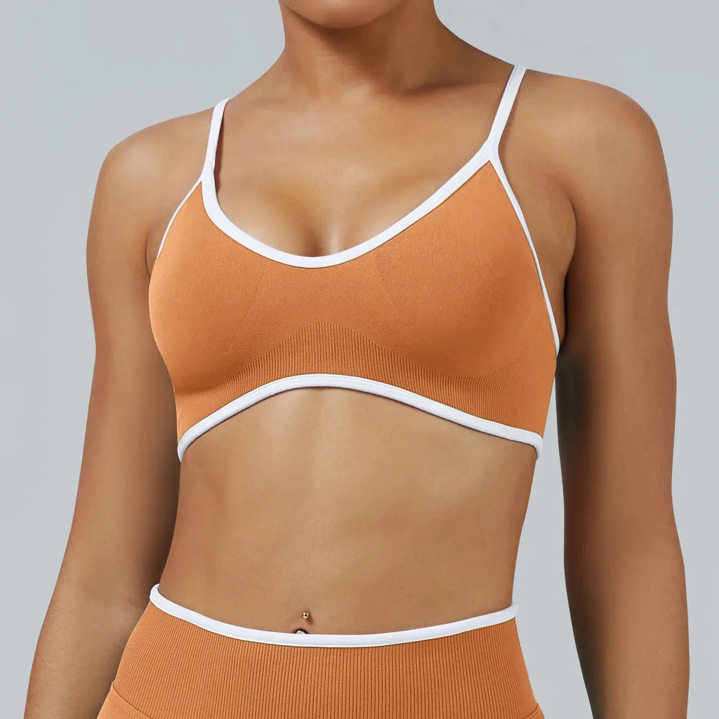 Ensemble Yoga Femme 2 Pièces Sans Couture - Legging Taille Haute et Soutien-Gorge pour Fitness