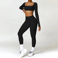 Ensemble Fitness Femme 2 Pièces - Débardeur Col Carré et Legging Taille Haute - 1601373128627