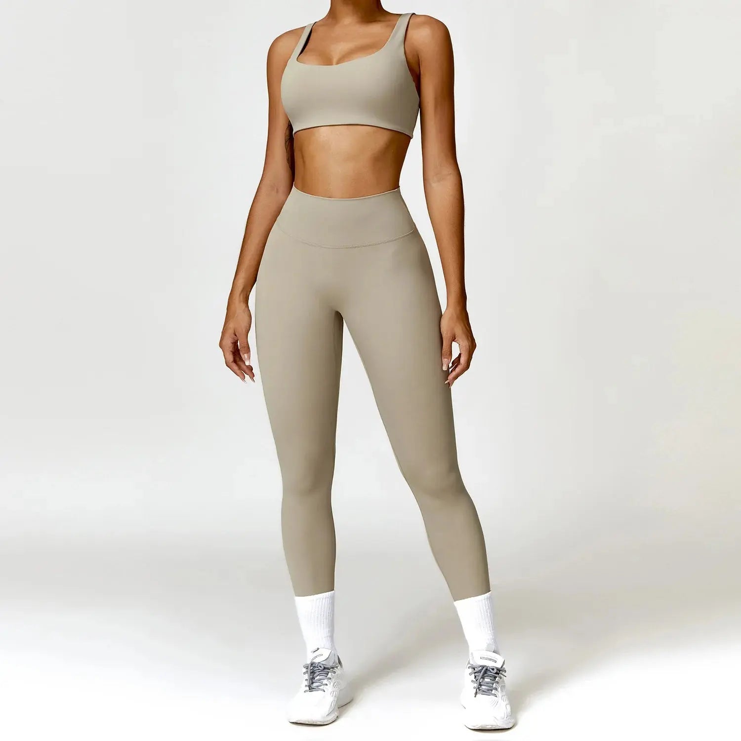 Ensemble Fitness Femme 2 Pièces - Débardeur Col Carré et Legging Taille Haute - 1601373128627