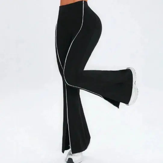 Pantalon Yoga Femme Taille Haute Légèrement Évasé - Compression et Séchage Rapide