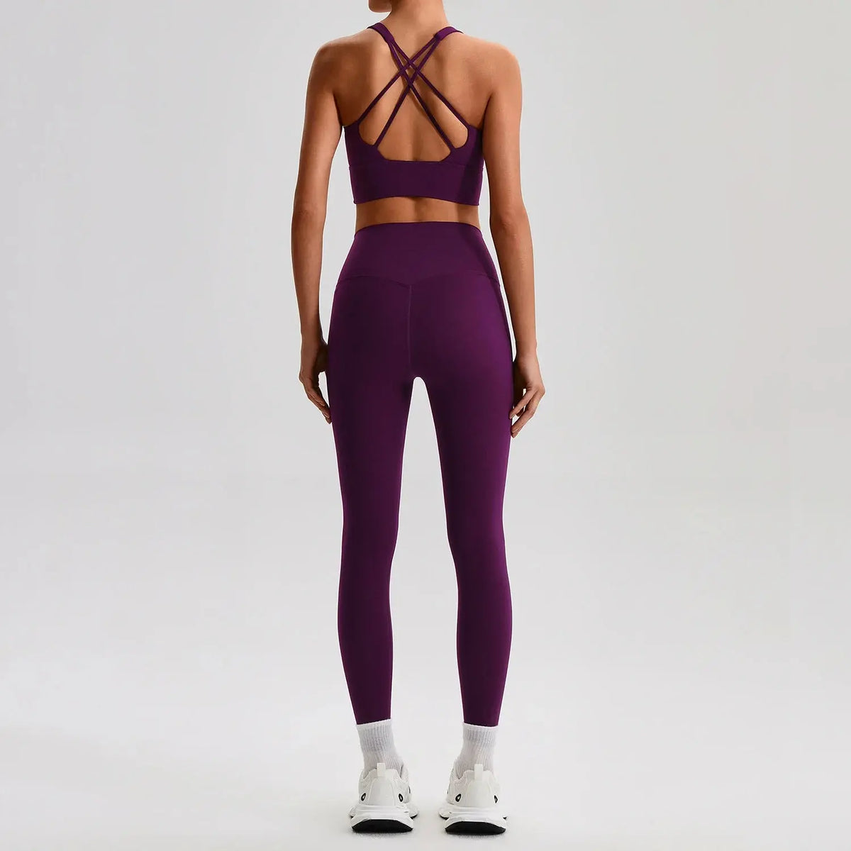 Ensemble Yoga Femme 2 Pièces - Soutien-Gorge Dos Croisé et Legging Taille Haute - JYTZ8697