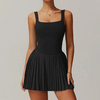 Robe de Tennis Femme à Dos Plissé - Short Intégré et Poches
