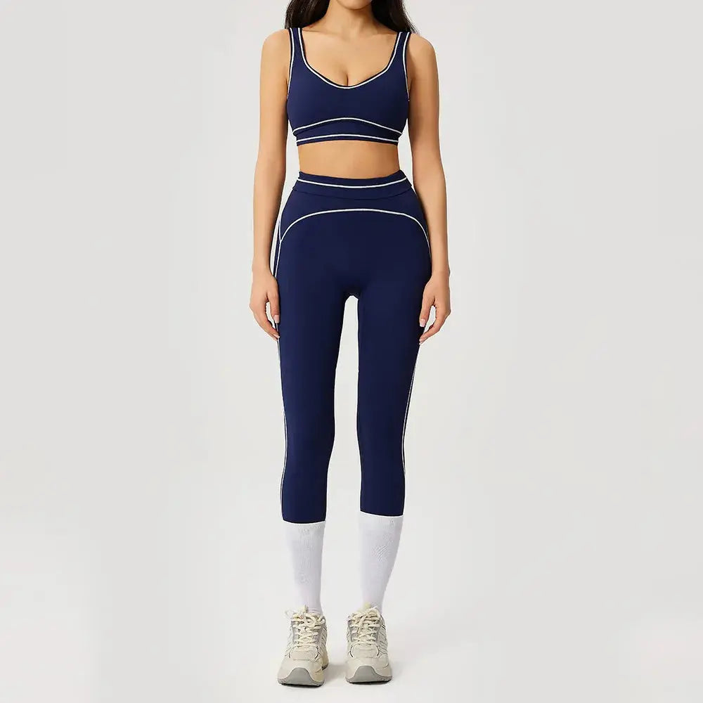 Ensemble Yoga Femme 2 Pièces Sans Manches à Bretelles - Dégradé de Couleurs, Séchage Rapide