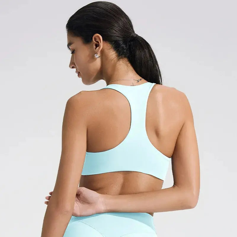 Soutien-Gorge de Sport Femme Sans Couture à Dos Nu - Support Élevé pour Yoga et Fitness