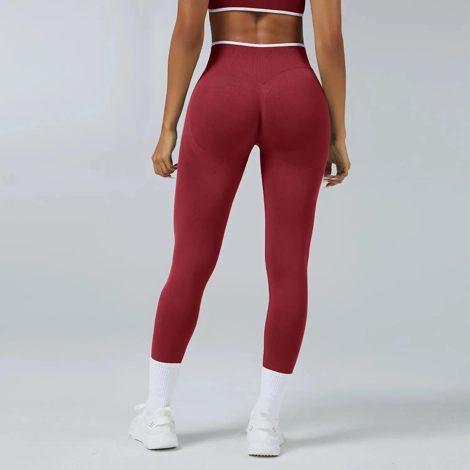 Ensemble Yoga Femme 2 Pièces Sans Couture - Legging Taille Haute et Soutien-Gorge Color Block