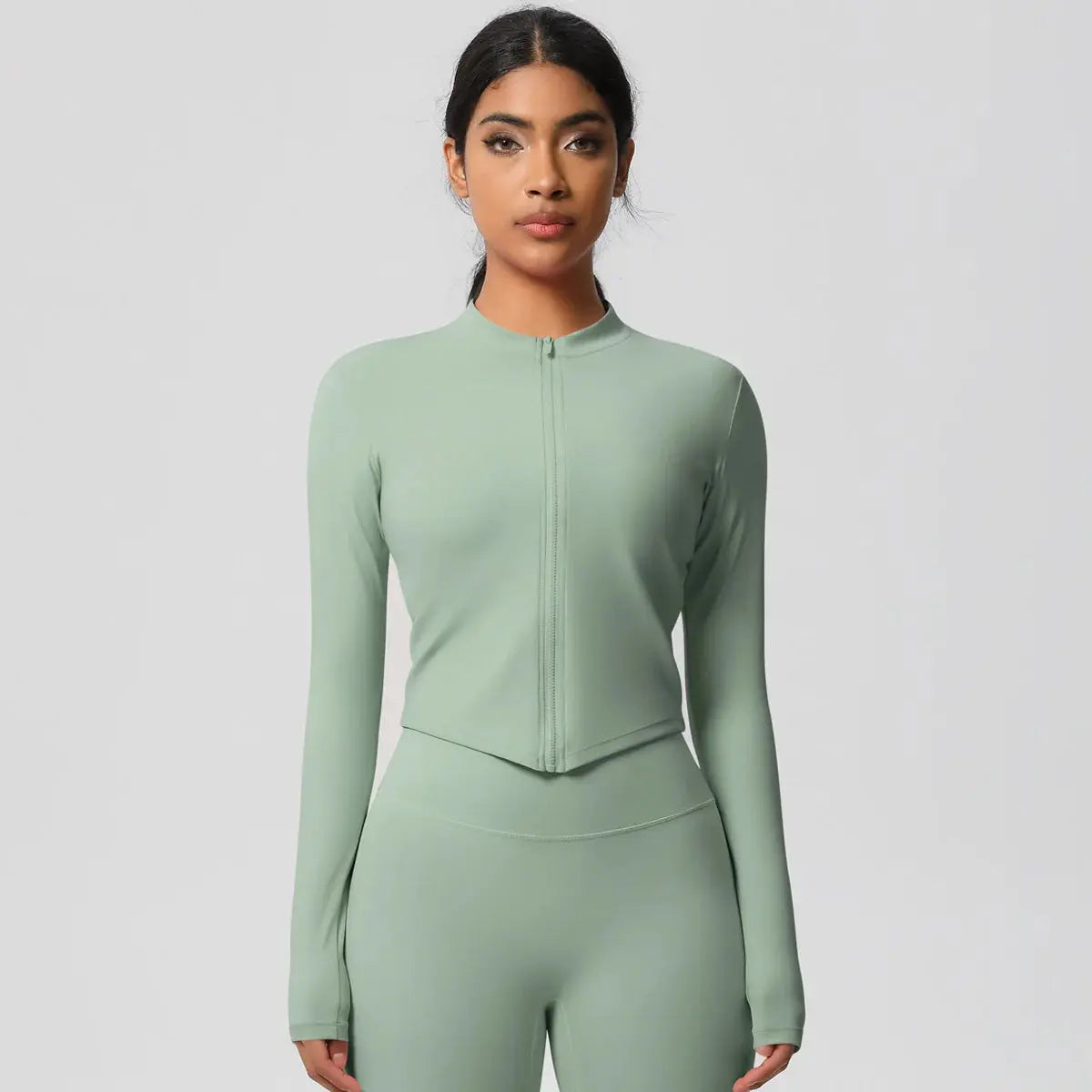 Ensemble Yoga Femme 2 Pièces Sans Manches Col Halter Côtelé Sans Couture - Y3530118