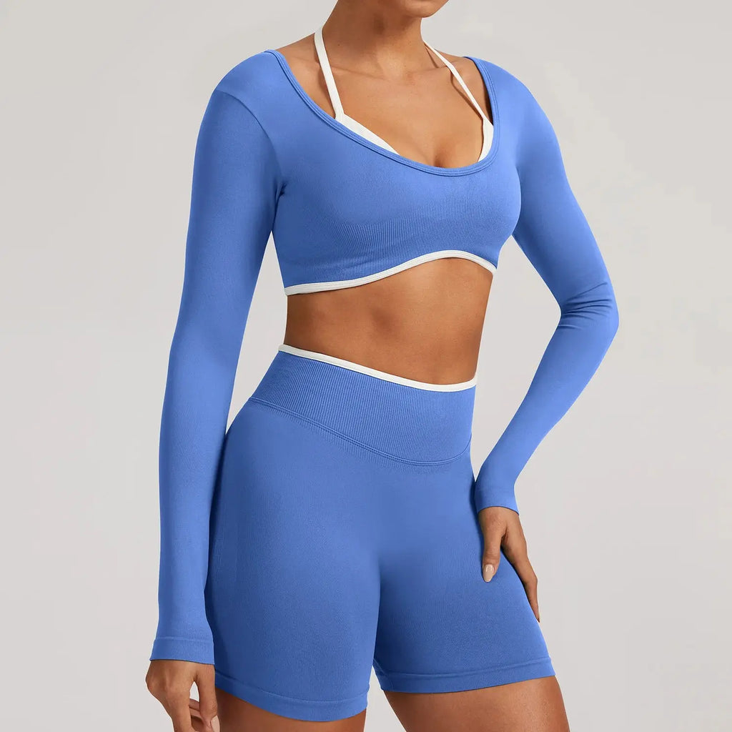 Ensemble Yoga Femme 2 Pièces Sans Couture - Legging Taille Haute et Soutien-Gorge pour Fitness
