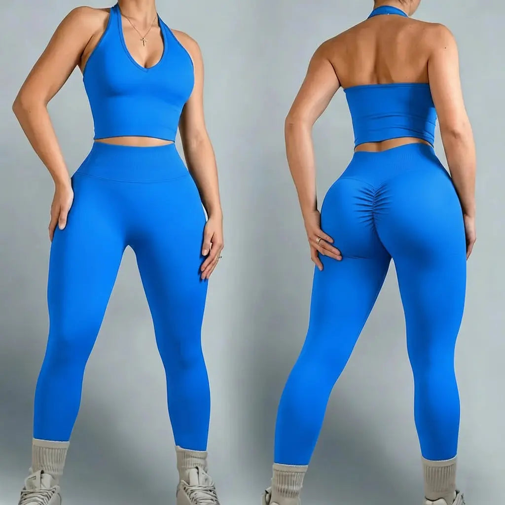 Ensemble Yoga Femme 2 Pièces Sans Manches - Soutien-Gorge Bandeau et Short Taille Haute - Mango-25492