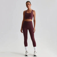 Ensemble Yoga Femme 2 Pièces - Soutien-Gorge Dos Croisé et Legging Taille Haute - JYTZ8697