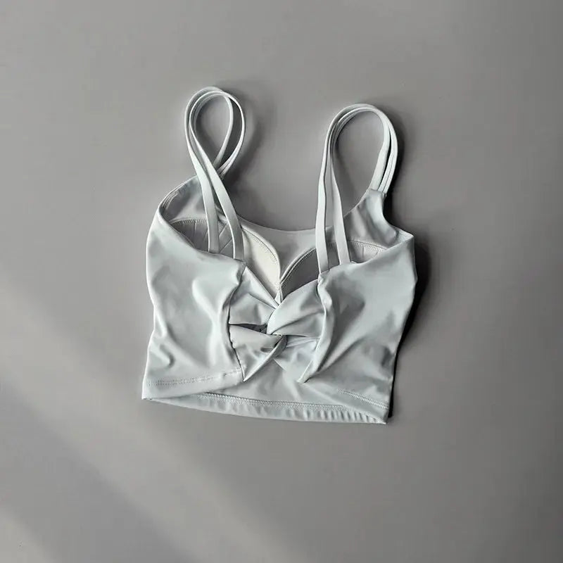 Débardeur Femme Dos Nu à Bretelles Croisées - Col en U Couleur Unie